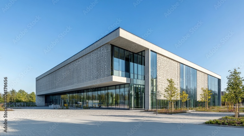Modern Architectural Building in Outdoor Setting Modern Architectural Building in Outdoor Setting