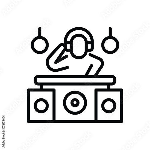 Black line icon for dj