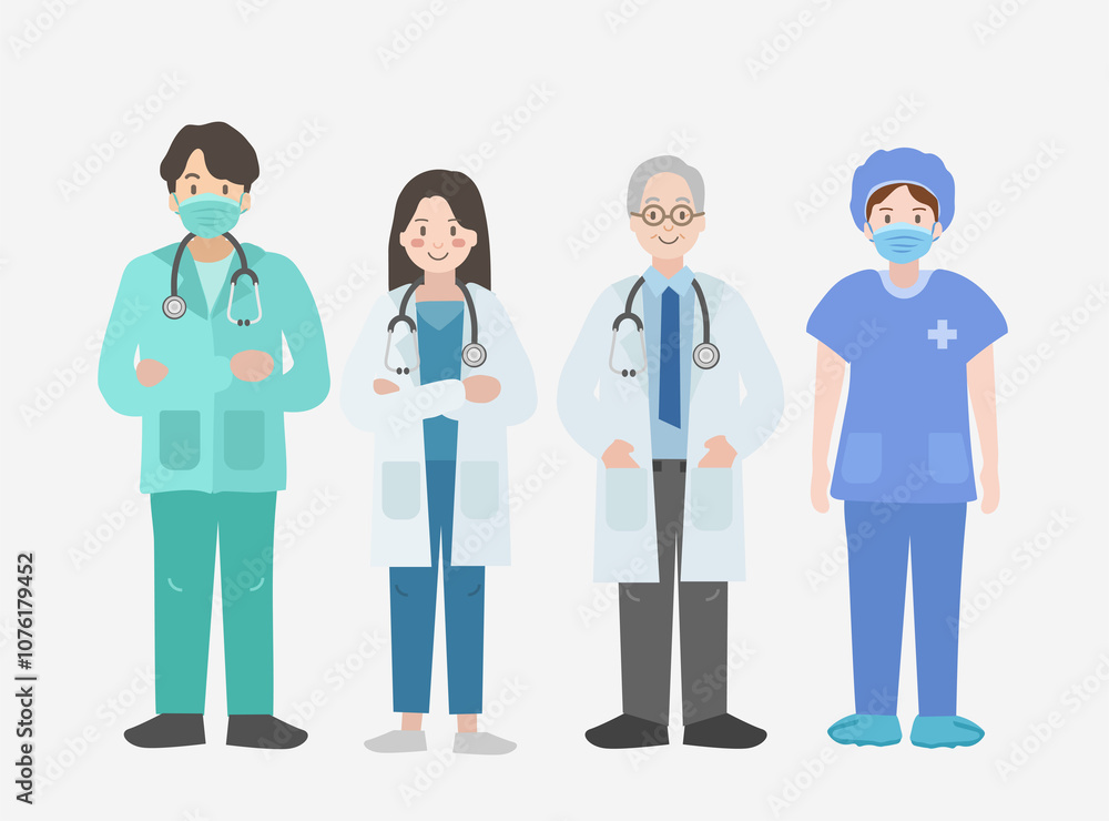 Doctors and nurses. Medical clinic workers, doctor, paramedic and nurse, hospital professional staff, therapist and anesthesiologist. Doctors and nurses. Medical clinic workers, doctor, paramedic and nurse, hospital professional staff, therapist and anesthesiologist.