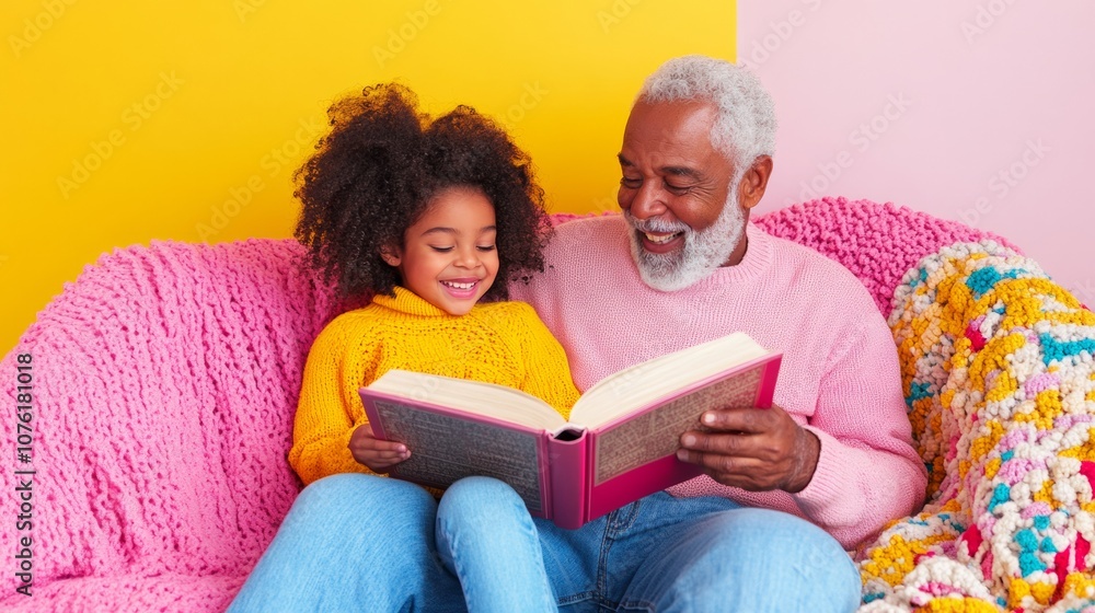 National Dictionary Day Grandfather and Granddaughter Bonding Over Books - Ideal for Family Celebrations and Educational Holidays National Dictionary Day Grandfather and Granddaughter Bonding Over Books - Ideal for Family Celebrations and Educational Holidays