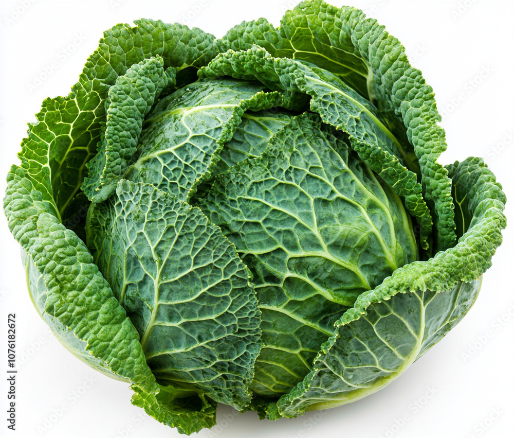Fresh green cabbage with vibrant leaves and crisp texture Fresh green cabbage with vibrant leaves and crisp texture