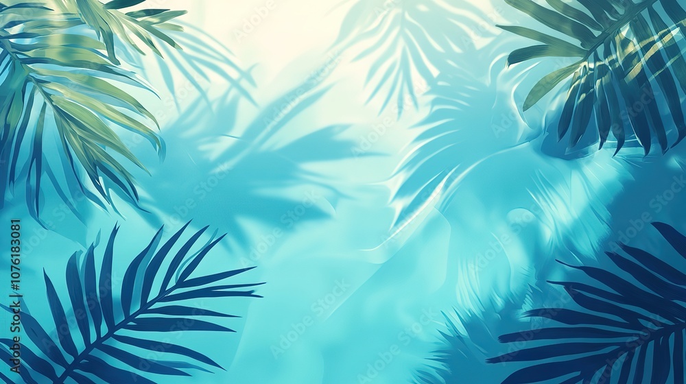 Summer tropical background. Swimming pool with tropical leaf shadow, 4k Image Summer tropical background. Swimming pool with tropical leaf shadow, 4k Image