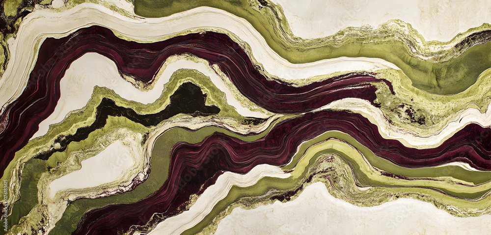 Abstract Swirls of Green and Burgundy: A captivating abstract art piece features swirling, flowing lines of emerald green and deep burgundy, creating a mesmerizing, fluid design. Abstract Swirls of Green and Burgundy: A captivating abstract art piece features swirling, flowing lines of emerald green and deep burgundy, creating a mesmerizing, fluid design.