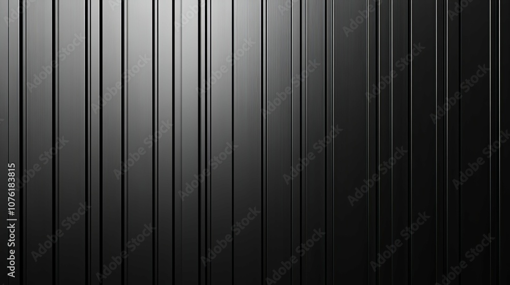 Black Corrugated Metal Wall with Vertical Grooves Black Corrugated Metal Wall with Vertical Grooves