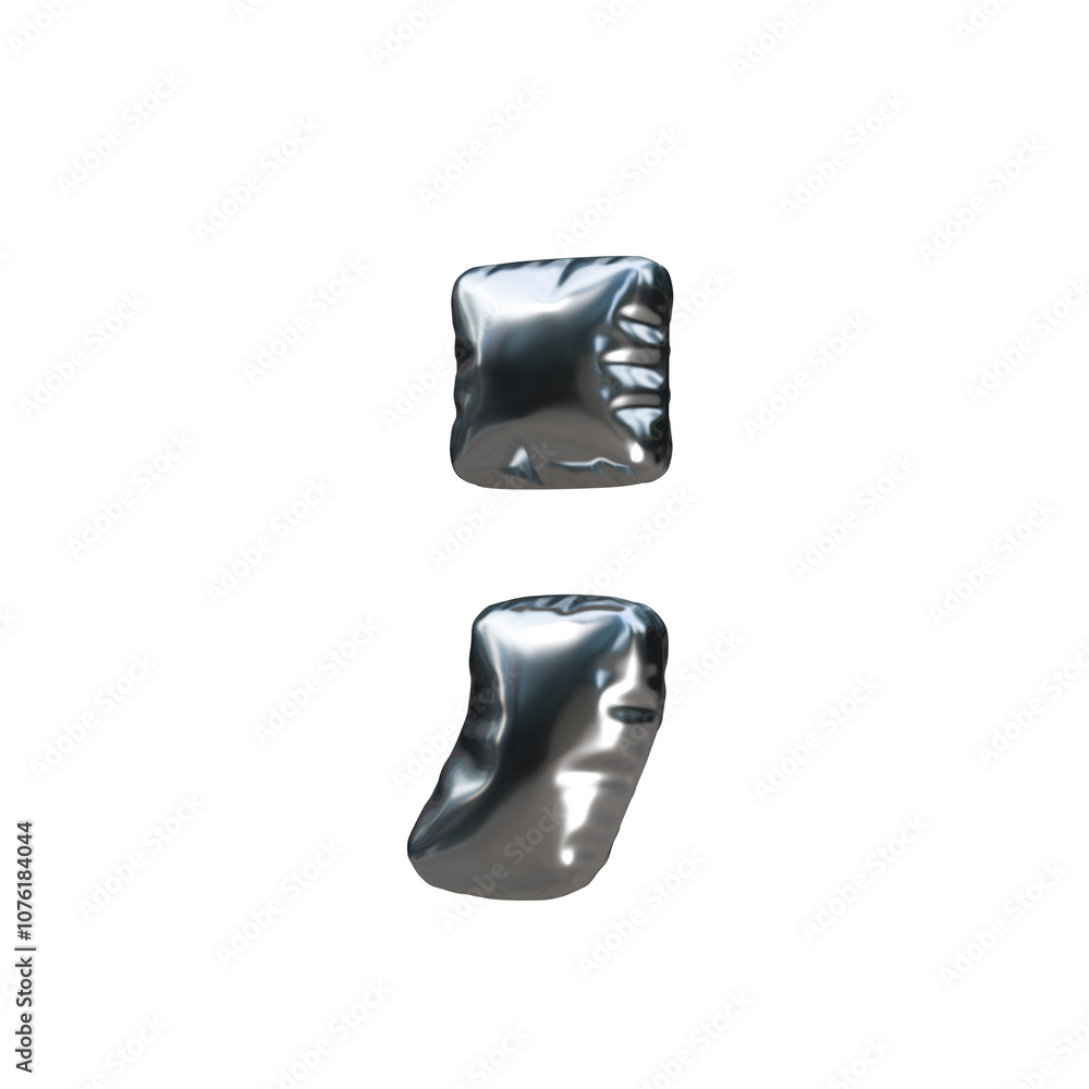 Metallic Balloon Symbol Semicolon 3D Render Metallic Balloon Symbol Semicolon 3D Render