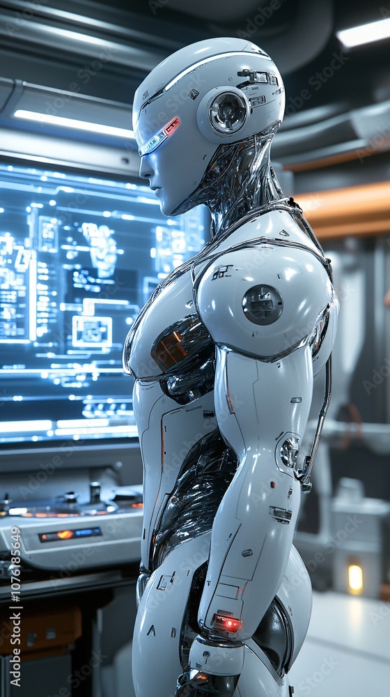 Sleek Futuristic Robot in Modern Setting Sleek Futuristic Robot in Modern Setting