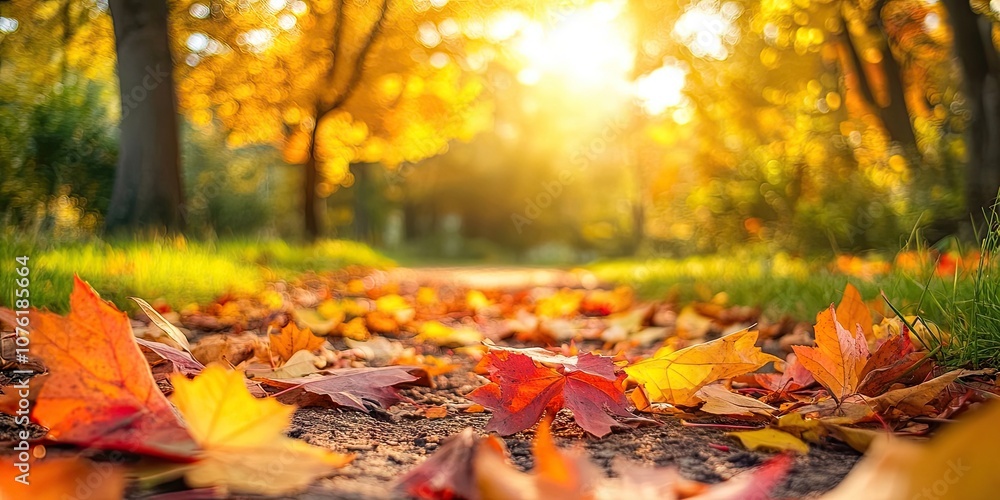 The ground, adorned with dirt and grass, is now blanketed by the colorful, vibrant leaves that fall in autumn, creating a beautiful seasonal scene. The ground, adorned with dirt and grass, is now blanketed by the colorful, vibrant leaves that fall in autumn, creating a beautiful seasonal scene.