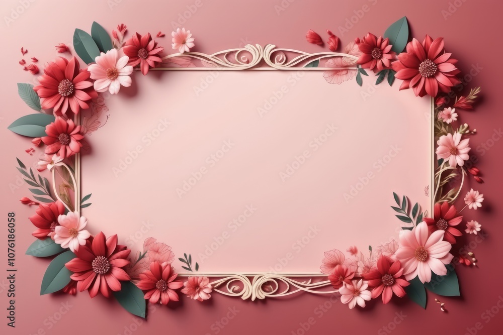 pink framework of flowers for photo or congratulation pink framework of flowers for photo or congratulation