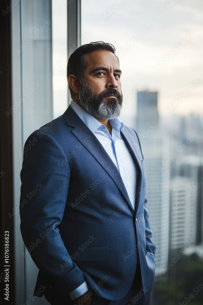 Man in suit standing by window Man in suit standing by window