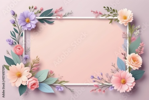 pastel color flower frame, floral design, flower border