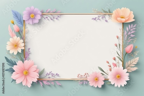 white blue color flower frame, floral design, flower border