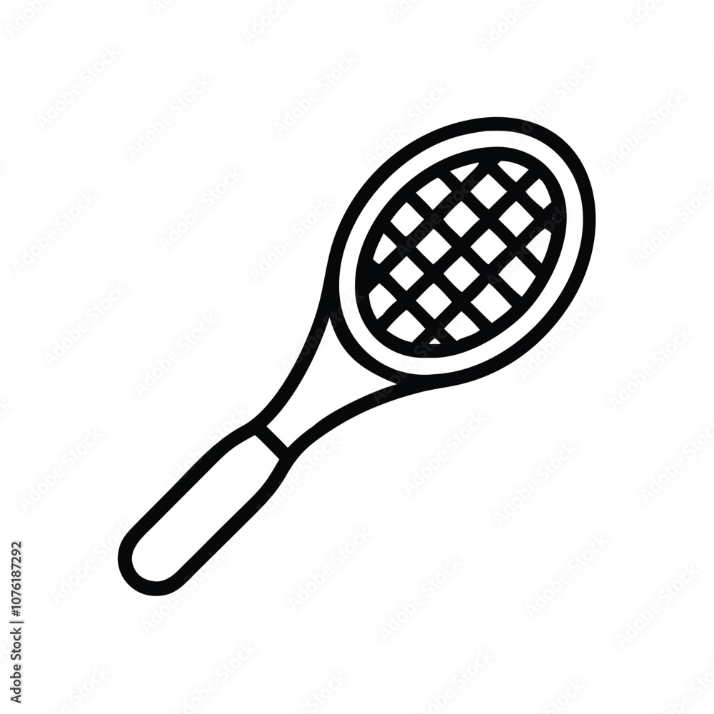 Tennis racket black line icon design, Simple black line icon of a tennis racket, commonly used in graphic design and sports-themed illustrations.
Tennis racket black line icon design, Simple black line icon of a tennis racket, commonly used in graphic design and sports-themed illustrations.