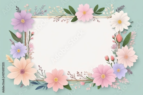 white blue color flower frame, floral design, flower border