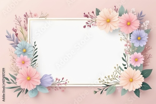 calm color flower frame, floral design, flower border