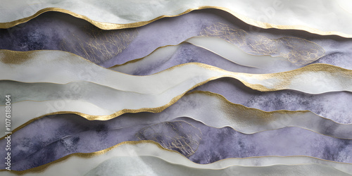 Wallpaper Mural Abstract Marble Mountains: A mesmerizing abstract art piece, capturing the essence of nature's beauty with soft, flowing lines in shades of gray and gold. Torontodigital.ca