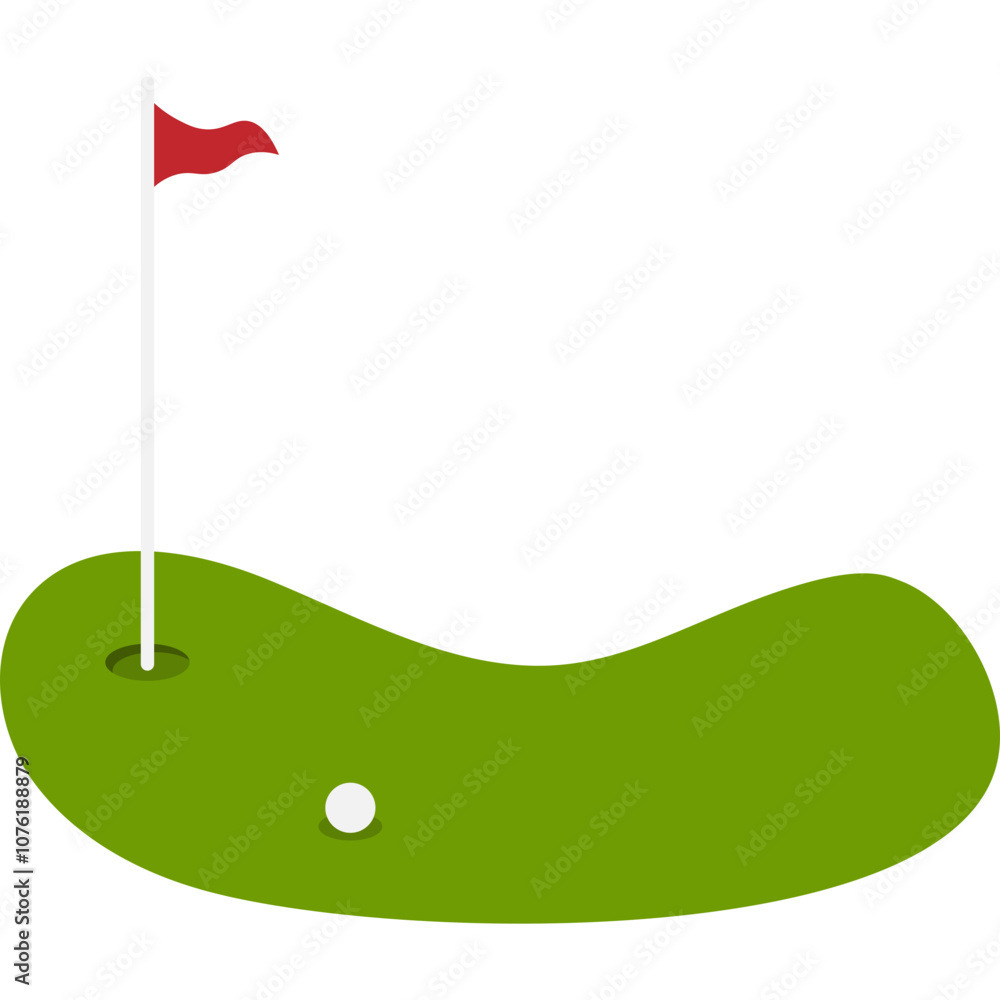 Golf Field Flag Red Grass Golf Field Flag Red Grass