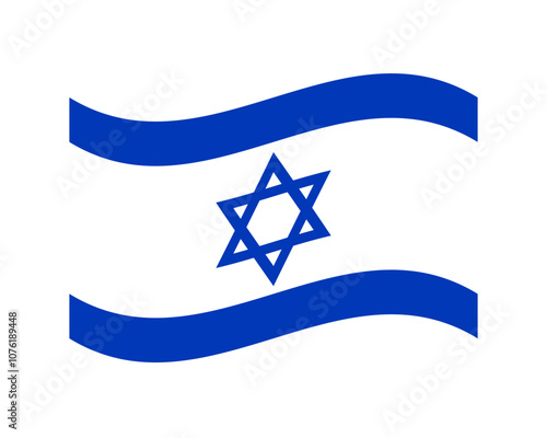Vector illustration of wavy Israel flag on transparent background