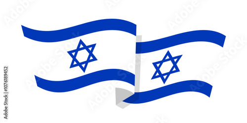 Vector illustration of wavy Israel flag on transparent background
