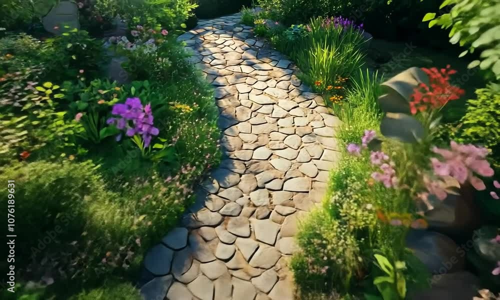 A Stone Path Through a Lush Garden A Stone Path Through a Lush Garden