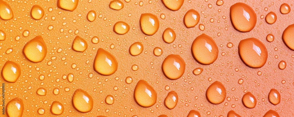 A close-up of vibrant orange droplets on a smooth surface, showcasing the interplay of light and moisture. A close-up of vibrant orange droplets on a smooth surface, showcasing the interplay of light and moisture.