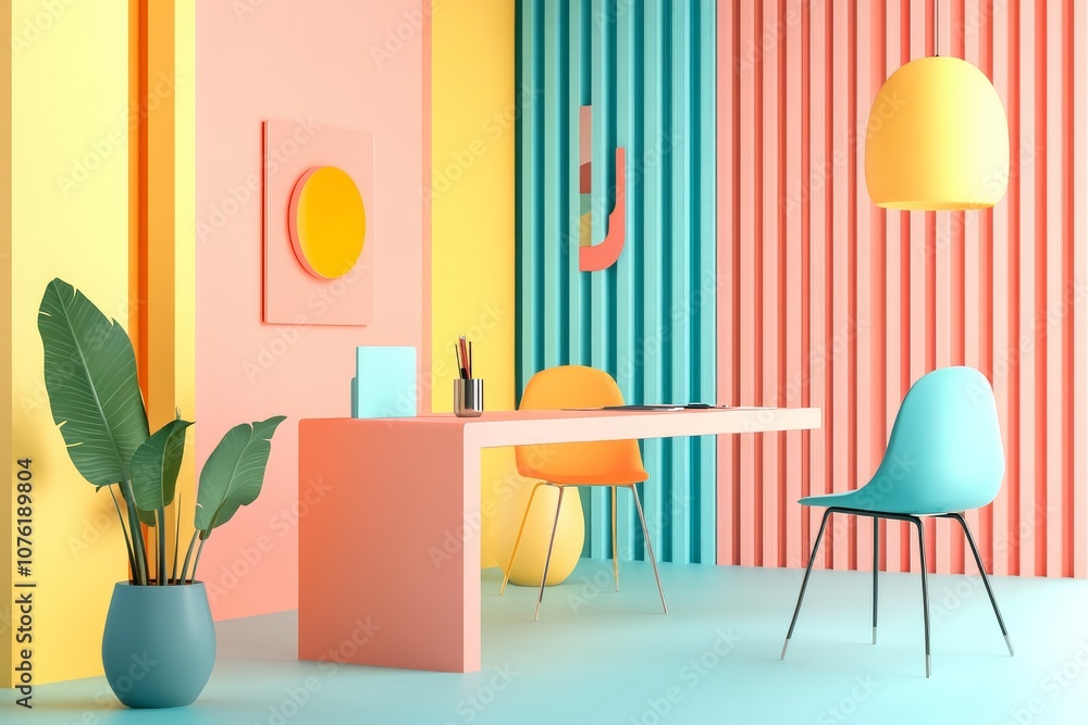Illustration showcasing the fusion of art and office functionality through AI. Illustration showcasing the fusion of art and office functionality through AI.