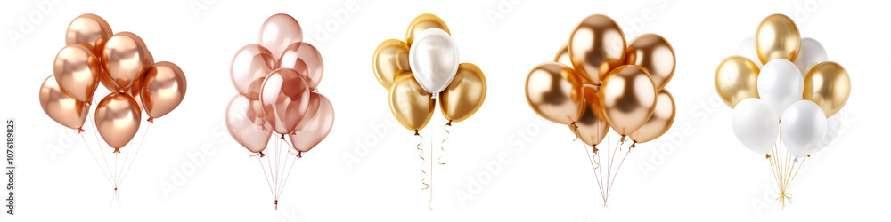 Pink and gold party balloon png cut out element set Pink and gold party balloon png cut out element set