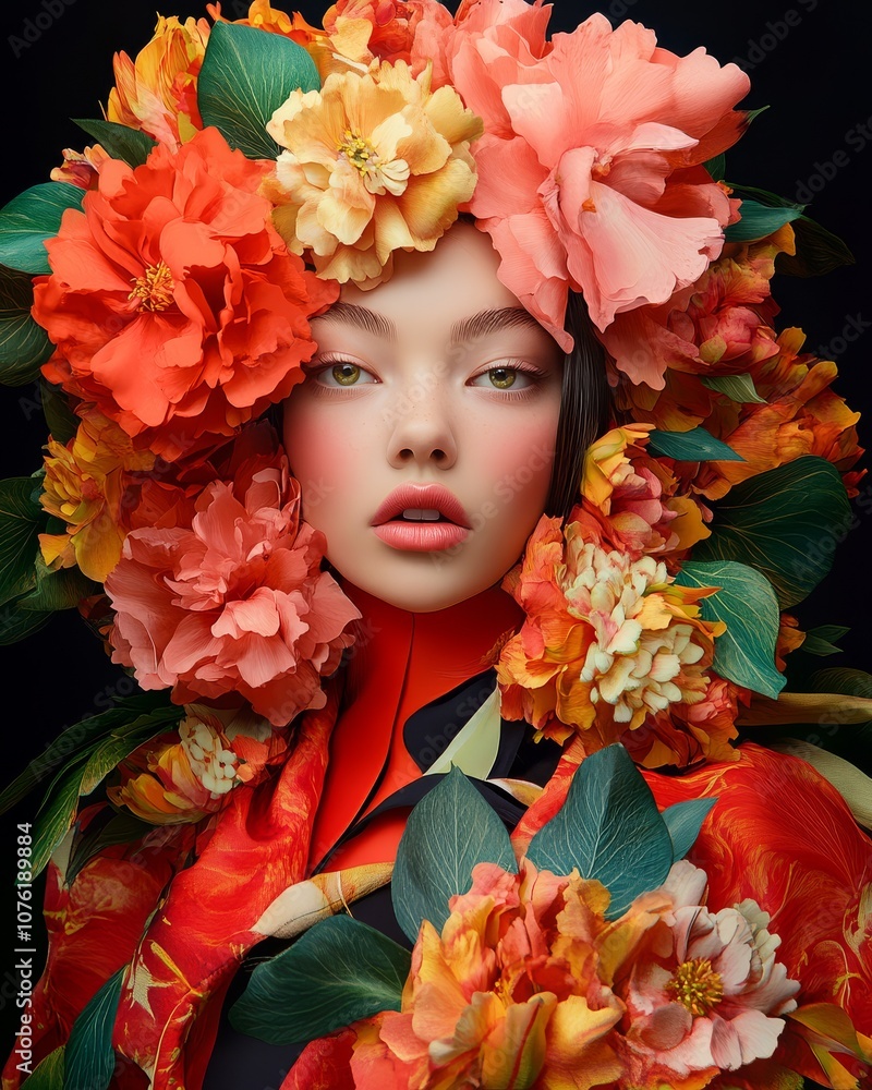 Celebrating spring with an innovative floral beauty portrait. Celebrating spring with an innovative floral beauty portrait.