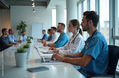 Dedicated Medical Professionals Engaging in a Collaborative Meeting Session for Improvement