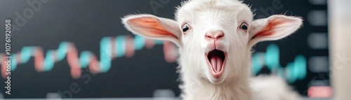 Cute goat making a funny expression and sound. photo