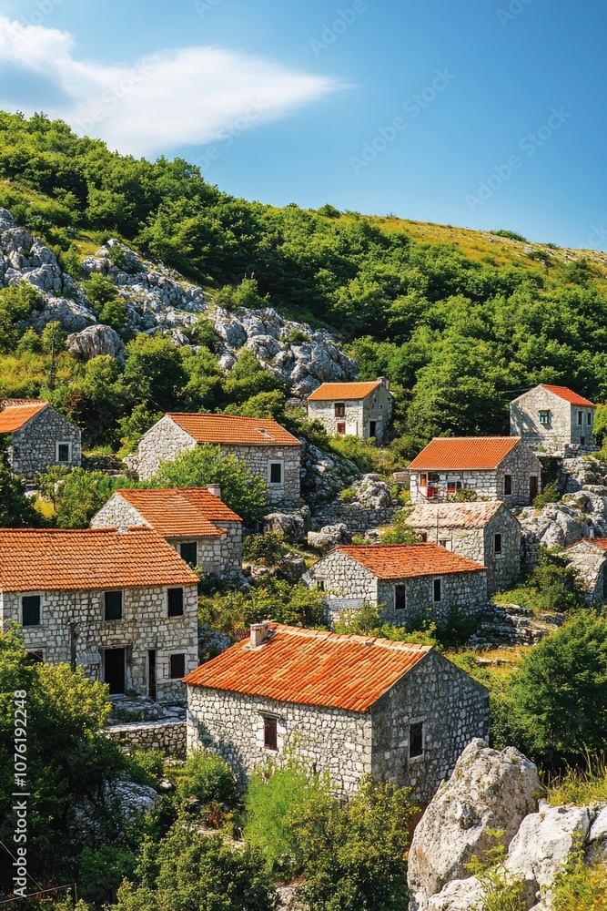 Fototapeta premium Hillside village