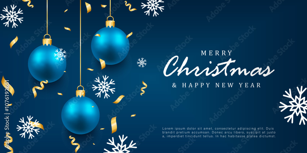 Christmas card with Christmas balls and golden confetti. Winter holiday vector illustration Christmas card with Christmas balls and golden confetti. Winter holiday vector illustration