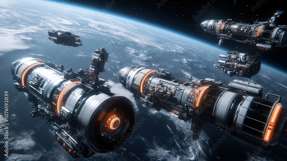 Futuristic Space Colony in Upper Atmosphere Futuristic Space Colony in Upper Atmosphere