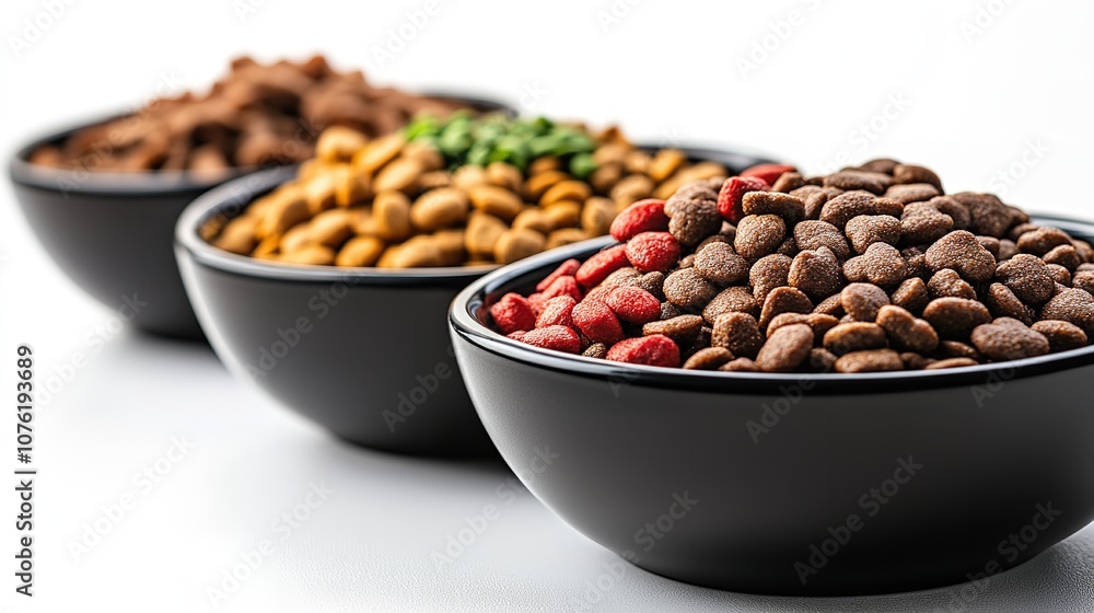 Assorted snacks in black bowls arranged in a grid on a white background. Variety of savory and sweet bites perfect for any occasion. Assorted snacks in black bowls arranged in a grid on a white background. Variety of savory and sweet bites perfect for any occasion.