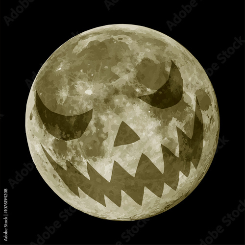The moon with a scary face.