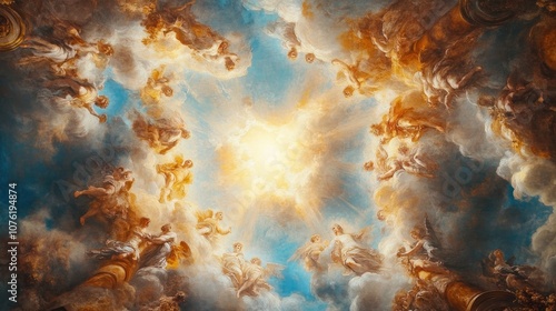 A Painting of Angels in Heaven