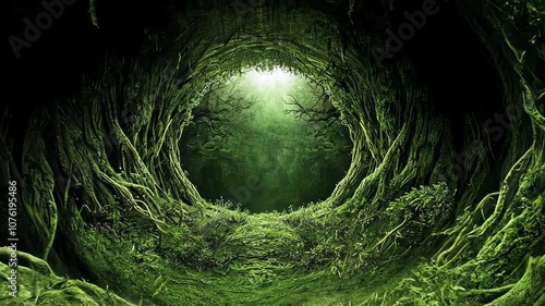 Enchanted Forest Tree Tunnel, trees, branches, roots, green, nature