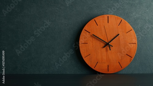 Wallpaper Mural A stylish wooden wall clock features a minimalist design, adding warmth and sophistication to any space against a stark black backdrop Torontodigital.ca