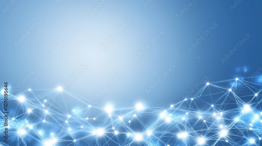Abstract Light Network Background with Connecting Nodes and Glowing Points in Blue Gradient Ideal for Technology and Innovation Themes Abstract Light Network Background with Connecting Nodes and Glowing Points in Blue Gradient Ideal for Technology and Innovation Themes