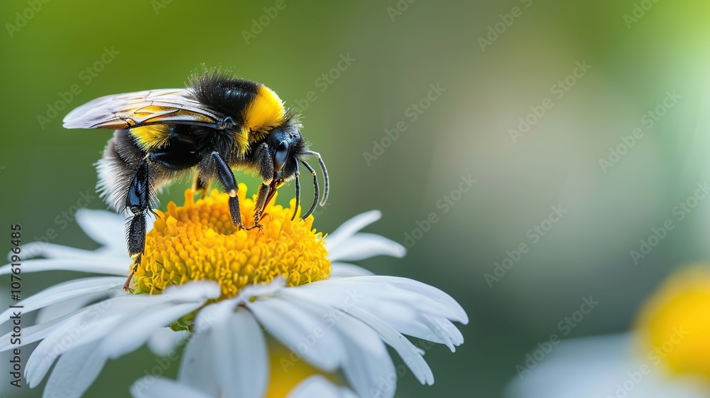 Bumblebee Gathering Nectar on Daisy Bumblebee Gathering Nectar on Daisy