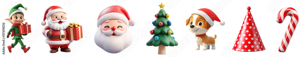 3d Christmas png cut out element set 3d Christmas png cut out element set