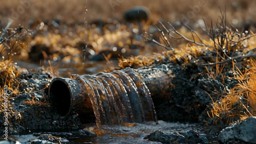 Wallpaper Mural Oil Spill in a Stream, environmental damage, pollution, water pollution, crude oil, oil slick Torontodigital.ca