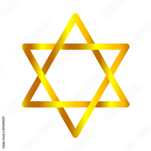 Vector illustration of Star of David in golden color on transparent background