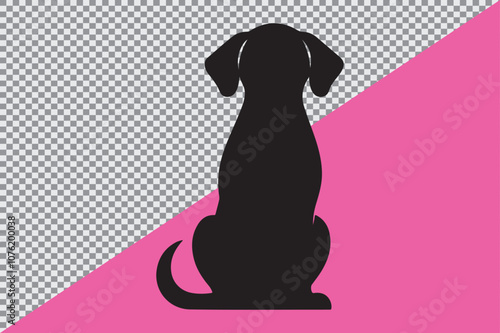 A black silhouette of a sitting dog