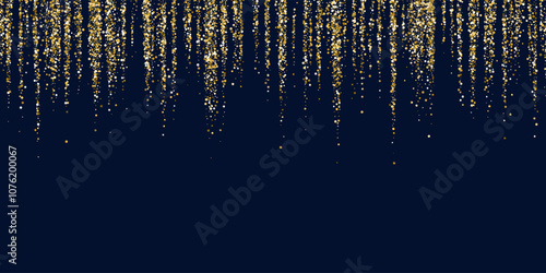 Bright vector illustration Magic rain of sparkling glittery particles lines on a dark background.