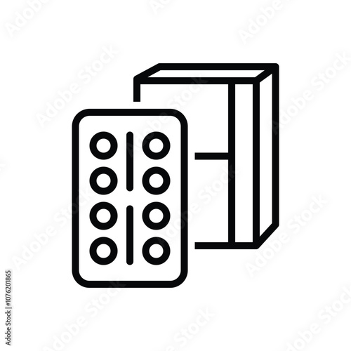 Black line icon for pills strips