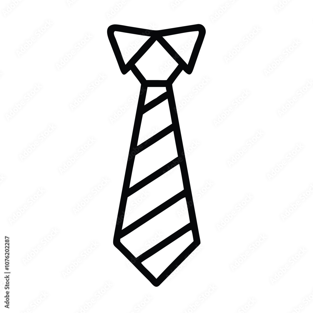 Striped necktie icon line drawing, Black and white vector illustration of a striped necktie icon, symbolizing formal wear, business, or professional attire.
Striped necktie icon line drawing, Black and white vector illustration of a striped necktie icon, symbolizing formal wear, business, or professional attire.