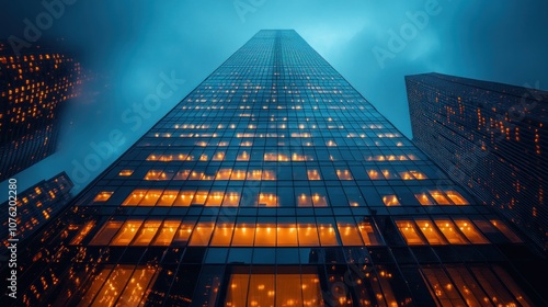 Wallpaper Mural Illuminated Skyscraper at Dusk Torontodigital.ca