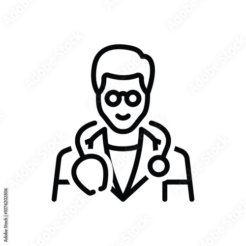 Black line icon for doctor