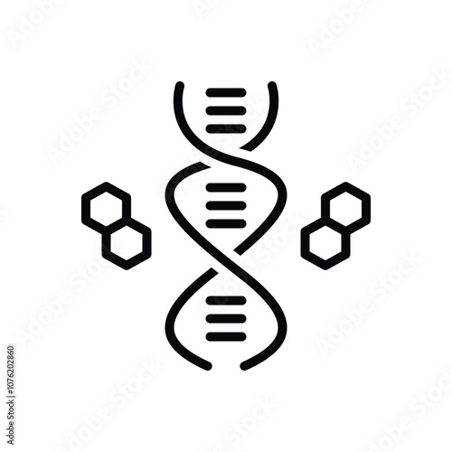 Black line icon for dna