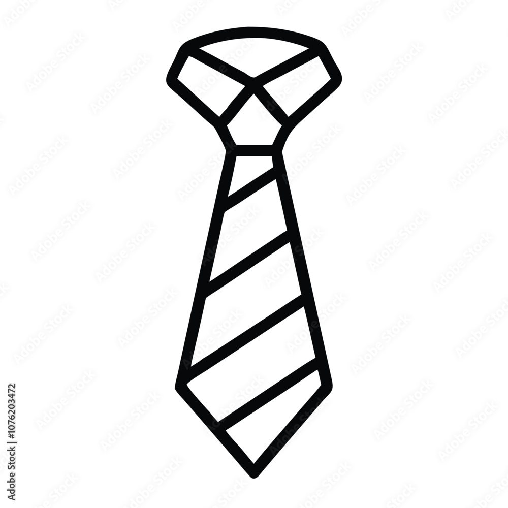 Striped necktie icon line drawing, Black and white vector illustration of a striped necktie icon, symbolizing formal wear, business, or professional attire.
Striped necktie icon line drawing, Black and white vector illustration of a striped necktie icon, symbolizing formal wear, business, or professional attire.